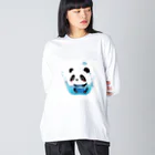 waterpandaの水に落ちるパンダ ビッグシルエットロングスリーブTシャツ