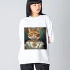 esmeralda64のパライバトルマリンの瞳の猫 ビッグシルエットロングスリーブTシャツ