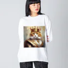esmeralda64のブルーダイヤモンドの猫王 ビッグシルエットロングスリーブTシャツ