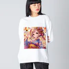 推しの美少女とアイドルのお祭りを楽しむ浴衣美少女 Big Long Sleeve T-Shirt