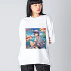 chillfishingの釣りガール爆釣！ ビッグシルエットロングスリーブTシャツ