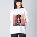 SaltyCookie Design Worksの猫好きの女の子のファッション(1) ビッグシルエットロングスリーブTシャツ