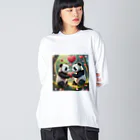 ねこねこねこんのパンダハート ビッグシルエットロングスリーブTシャツ