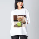 SkyBlueのもふもふな子猫 ビッグシルエットロングスリーブTシャツ