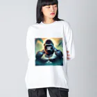 福きたるの都会に光る。イケメンゴリラ Big Long Sleeve T-Shirt