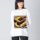 kawaiidoubututatiのチョコレートとバナナのデザートチャーハン ビッグシルエットロングスリーブTシャツ