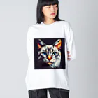 SaltyCookie Design Worksの幾何学模様の猫(1) Big Long Sleeve T-Shirt