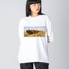 世界美術商店のヴォルガの船曳き / Barge Haulers on the Volga ビッグシルエットロングスリーブTシャツ