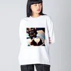 黒猫と珈琲のバレンタインに黒猫のチョコレートボムはいかが？ Big Long Sleeve T-Shirt