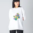 ファンシーTシャツ屋のカラフルフラワーアート Big Long Sleeve T-Shirt