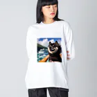 ANTARESの旅行中の黒柴 Big Long Sleeve T-Shirt