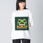 カエルグッズのHUNGRYカエル ビッグシルエットロングスリーブTシャツ