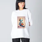 dorakiti0712のAI子どもロボット「リーディくん」 ビッグシルエットロングスリーブTシャツ