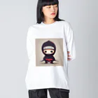 d-design-labのかわいい忍者のイラストグッズ ビッグシルエットロングスリーブTシャツ