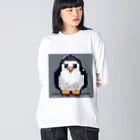 hakusyuuの優しい眼差しペンギン ビッグシルエットロングスリーブTシャツ