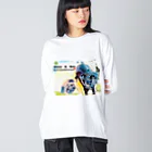 KenHana ハウスのパグ犬　花ちゃん　ケンちゃん　癒しグッズ ビッグシルエットロングスリーブTシャツ