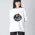 mame SHOPの宇宙飛行士くま ビッグシルエットロングスリーブTシャツ