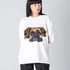 barbyGGGのかわいいボクサー犬 ビッグシルエットロングスリーブTシャツ