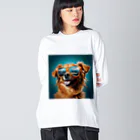 AQUAMETAVERSEのサングラスをかけた、かわいい犬 Marsa 106 Big Long Sleeve T-Shirt