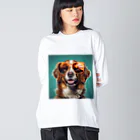 AQUAMETAVERSEのサングラスをかけた、かわいい犬 Marsa 106 ビッグシルエットロングスリーブTシャツ