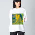 納豆ごはんの緑と黄色と青緑の混色 Big Long Sleeve T-Shirt