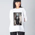 shiba9のヘルメット猫 ビッグシルエットロングスリーブTシャツ