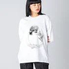 greetenのアート　すずめ　モノクロ Big Long Sleeve T-Shirt