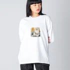 hiname-studioのペルシャ猫 ビッグシルエットロングスリーブTシャツ