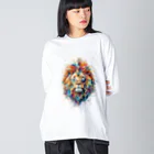 MirofuruDesignの抽象的なライオンスプラッシュTシャツ Big Long Sleeve T-Shirt