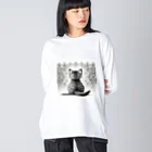 にくきゅう299のBack-raised Dream Cat 3 ビッグシルエットロングスリーブTシャツ