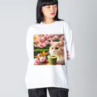 猫と紡ぐ物語の春の訪れを告げる桜満開 Big Long Sleeve T-Shirt