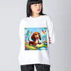 keikei5の華やかな庭園に住む魔法をかけられたダックスフンド Big Long Sleeve T-Shirt