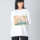 ハンドメイドSaoriのねこ♡寝子 Big Long Sleeve T-Shirt