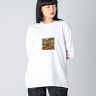 てぃっちゃんのイチゴ狩りを楽しんでる観光客 Big Long Sleeve T-Shirt