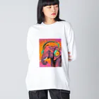 sawaグッズのMusic Lover Elephant ビッグシルエットロングスリーブTシャツ