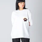 ニャン丸の猫の肉球ニャンポイント ビッグシルエットロングスリーブTシャツ