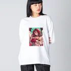 AQUAMETAVERSEのバラ好きの女性　なでしこ1478 ビッグシルエットロングスリーブTシャツ