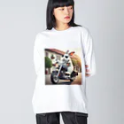 やんちゃな動物達のやんバニー　バイクver ビッグシルエットロングスリーブTシャツ