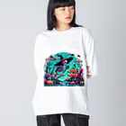 かるるんショップの骸骨紳士シリーズ　雨ニモマケズ、風ニモマケズ Big Long Sleeve T-Shirt