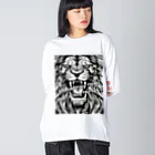 SERIY_SHOPの荘厳なる支配者：モノトーンのライオンの描画 Big Long Sleeve T-Shirt