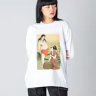 寿めでたや(ukiyoe)の浮世絵：喜多川歌麿_鮑取り  ビッグシルエットロングスリーブTシャツ