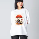 AQUAMETAVERSEのアライグマのお食事　Hime  2530 ビッグシルエットロングスリーブTシャツ