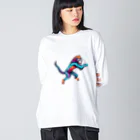 卵かけご飯 / Egg over riceのカラフルなマンドリル Big Long Sleeve T-Shirt