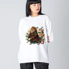 卵かけご飯 / Egg over riceの侍ライオン Big Long Sleeve T-Shirt