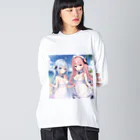 AzurのAzur&Azvl 白ワンピース ビッグシルエットロングスリーブTシャツ