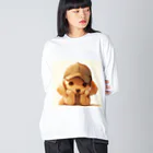 AQUAMETAVERSEのキャプをかぶった可愛い子犬 Marsa 106 Big Long Sleeve T-Shirt