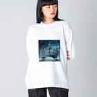 terurun19のブルーの幻想的なティアラ ビッグシルエットロングスリーブTシャツ