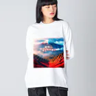 タイ楽ノマドの富士山より高い愛国心 (タイ楽ノマド) ビッグシルエットロングスリーブTシャツ