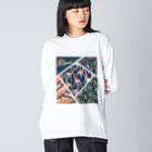 Saza-nami Antique designのとかげ・かえる・かたつむり・きりん ビッグシルエットロングスリーブTシャツ