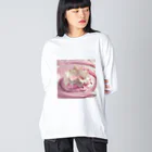 chan-takehaniの“ピンクのミルククラウン ビッグシルエットロングスリーブTシャツ